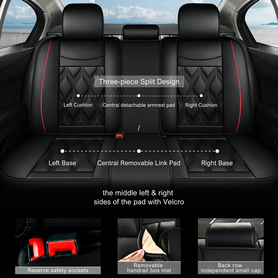 Deluxe Car Full Set Seat Covers PU Leather Protector Pad for KIA Forte 2014-2024 - Изображение 3 из 4