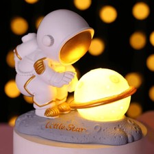 Astronaut Night Light Baby Sleeping Bedside Night Lamp Resin Cartoon LED Night