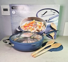 NEW Tramontina Ceramic All In One Plus Pan 6 Piece Set No Splatter Screen