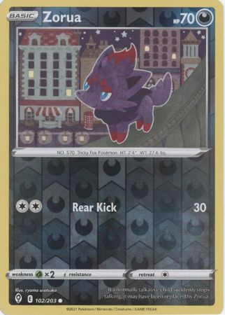 ZORUA 102/203  EVOLVING SKIES POKEMON (REVERSE HOLO, NM)