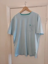 Tommy Bahama Shirt Mens Large Baby Blue Short Sleeve UPF 30 Preformance Crew