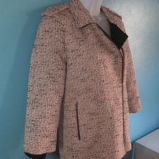 Hobbs London Womens Size 10 Zip Front Blazer Jacket Textured Orange 3/4 Sleeve