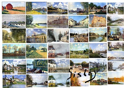 ALFRED SISLEY 1839 - 1899 Retro Print französischer Maler mit Autogramm Kunst Poster