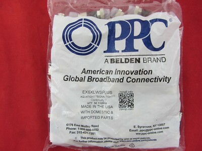 1000 PPC EX6XLWSPLUS RG6 AQUA-TIGHT COMPRESSION CONNECTORS BELDEN CLEAR BOOT