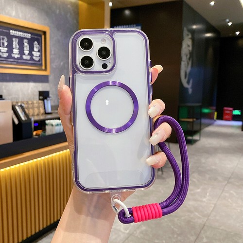 MagSafe Clear Case for iPhone 16 Pro Max 15 14 13 with Lanyard Shockproof Cover - Zdjęcie 23 z 24