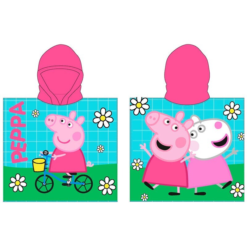 Peppa Pig Toddlers Girls Flower Hooded Beach Towel Poncho  100% polyester