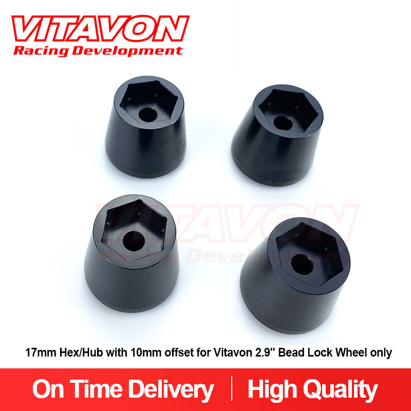Esagono Mozzo 17mm Offset 10mm VITAVON Per Assale SCX6 – Ruota Nera 2.9 Beadlock
