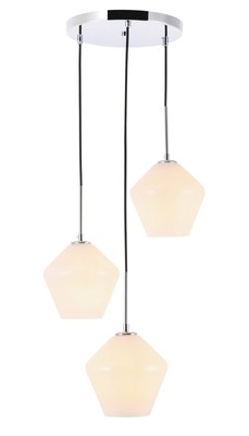 Elegant Lighting LD2259 Gene 3 Light 18''W Multi Light Pendant - Chrome