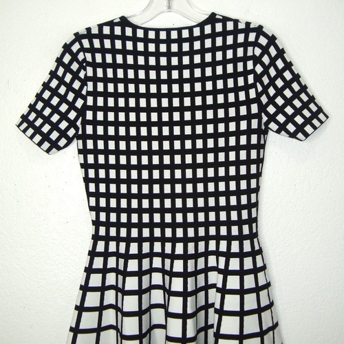 JONATHAN SIMKHAI White Black Windowpane Fit & Flare Dress Size 36 (US 4) - Picture 11 of 13