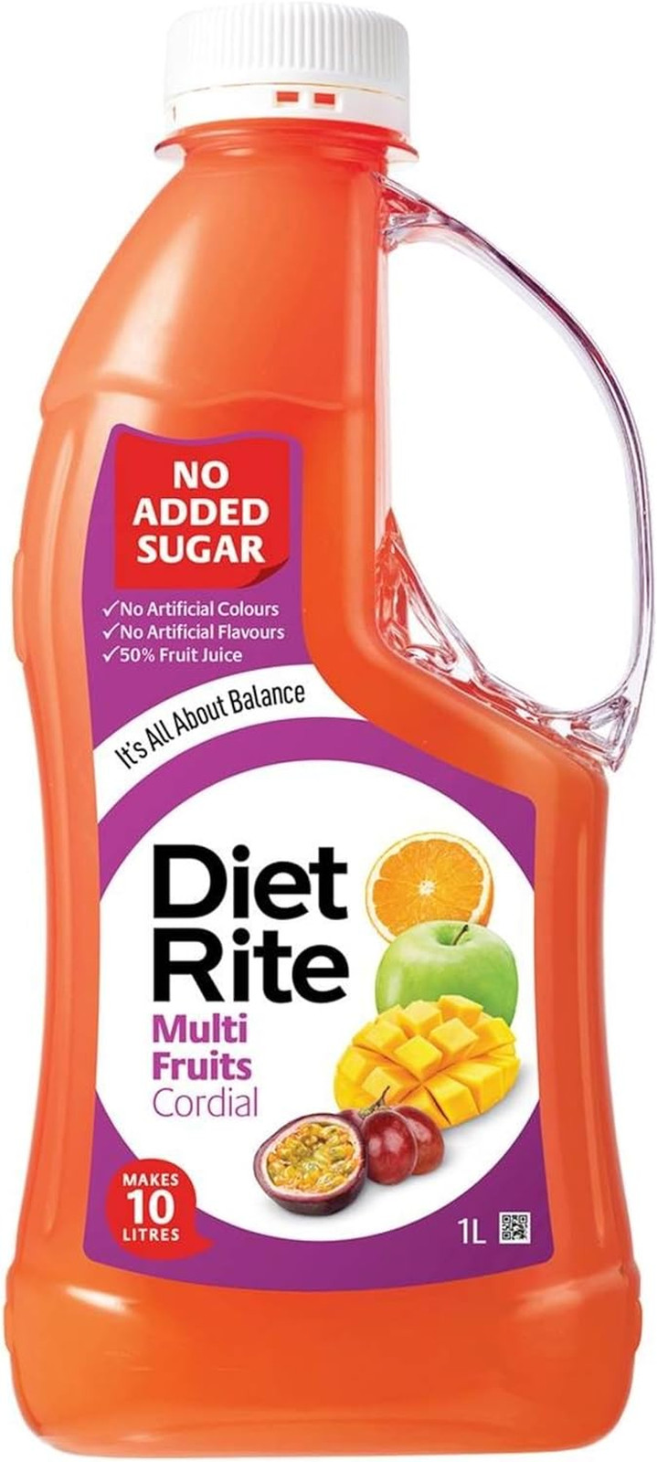 Diet Rite Cordial Drink, Multi Fruits, 1 L