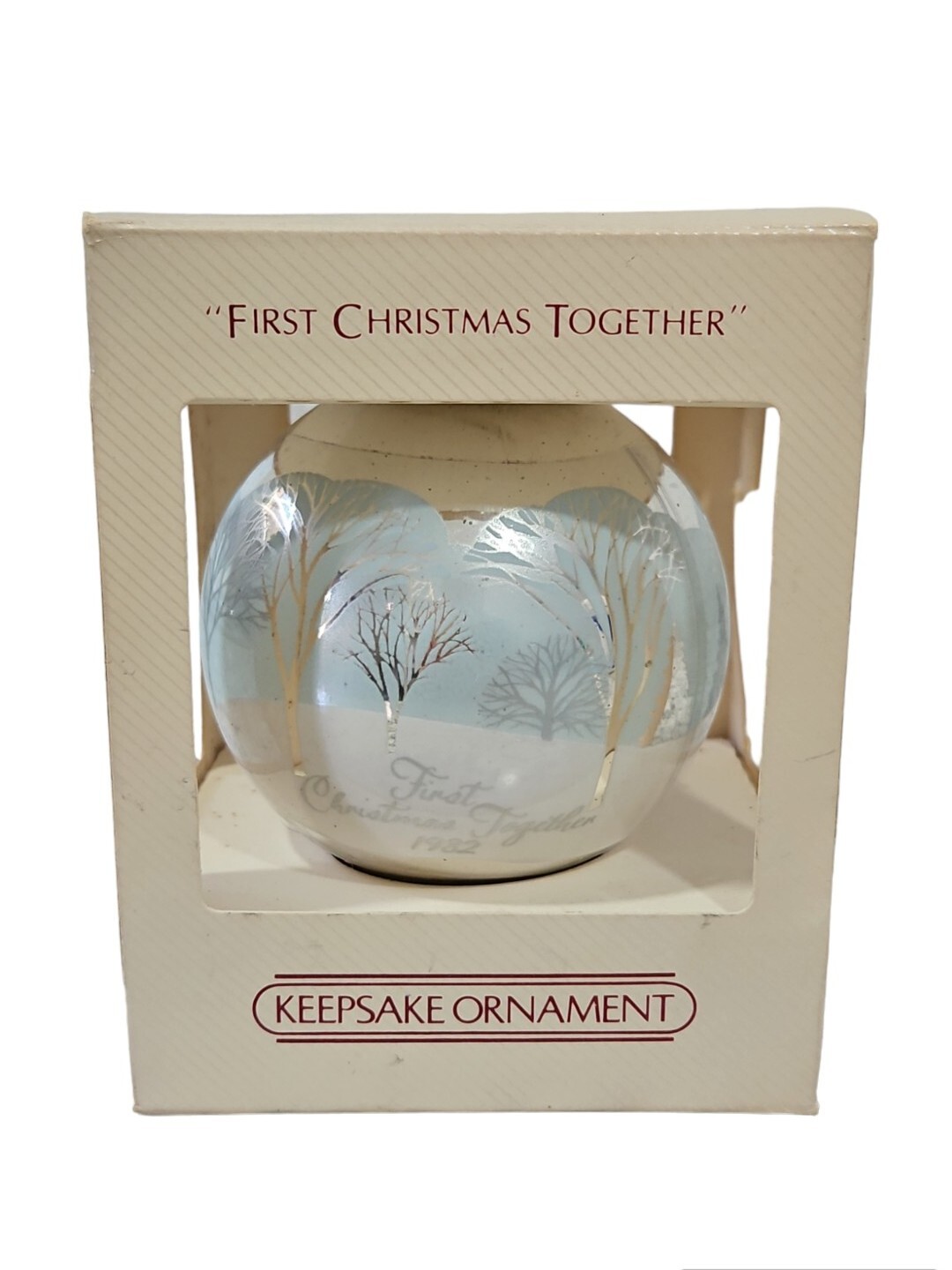 Vintage 1982 Hallmark Glass Ball Keepsake Ornament "First Christmas