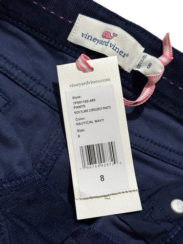 Girls Vineyard Vines Kick Flare Corduroy Pants Nautical Navy Size 8 - Picture 6 of 10