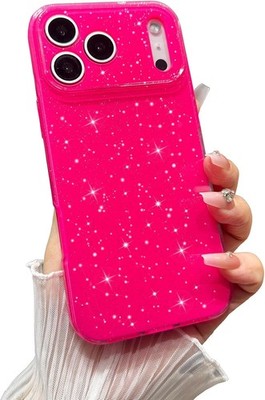 Case for iPhone 17 Pro Max, Super Cute Vibrant Neon Glitter Shiny Bling Case