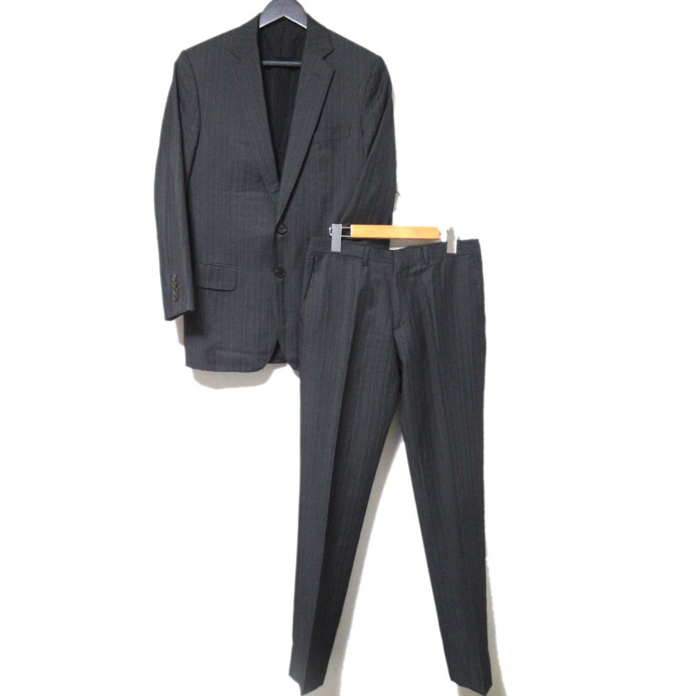 LOUIS VUITTON Striped Pattern Jacket Pants Suit Size 46 Charcoal Gray mens USED