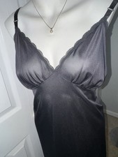 ShadowLine Black Slip Silky Nylon Womens Size 44 Vintage Gothic Fairy Whimsical