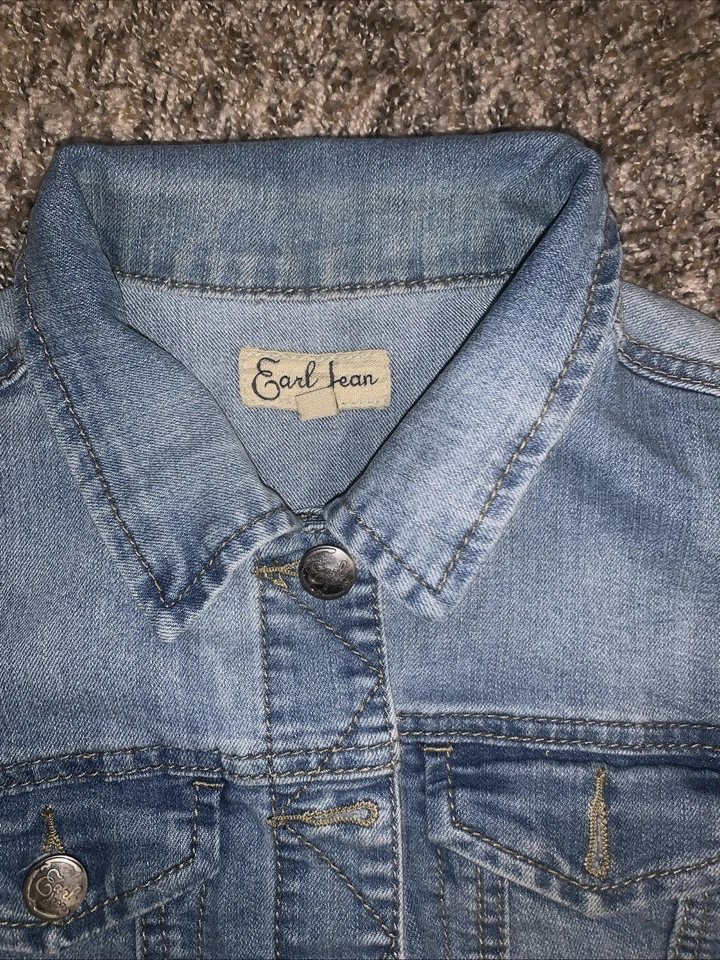 EARL JEAN Women's Cropped Classic Denim Trucker Vest in Vintage Blue M - Image 3 of 4