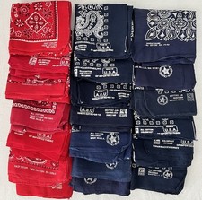 Vintage 20 FAST COLOR Bandana LOT OF INDIGO RED USA Paisley Polka Dot 50s-70s