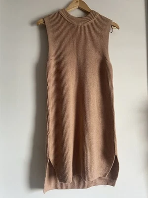 Neuwertig H&M Strick-Pullunder Strickkleid Gr. XS beige Rippstrick Rundhals - Bild 1 von 4