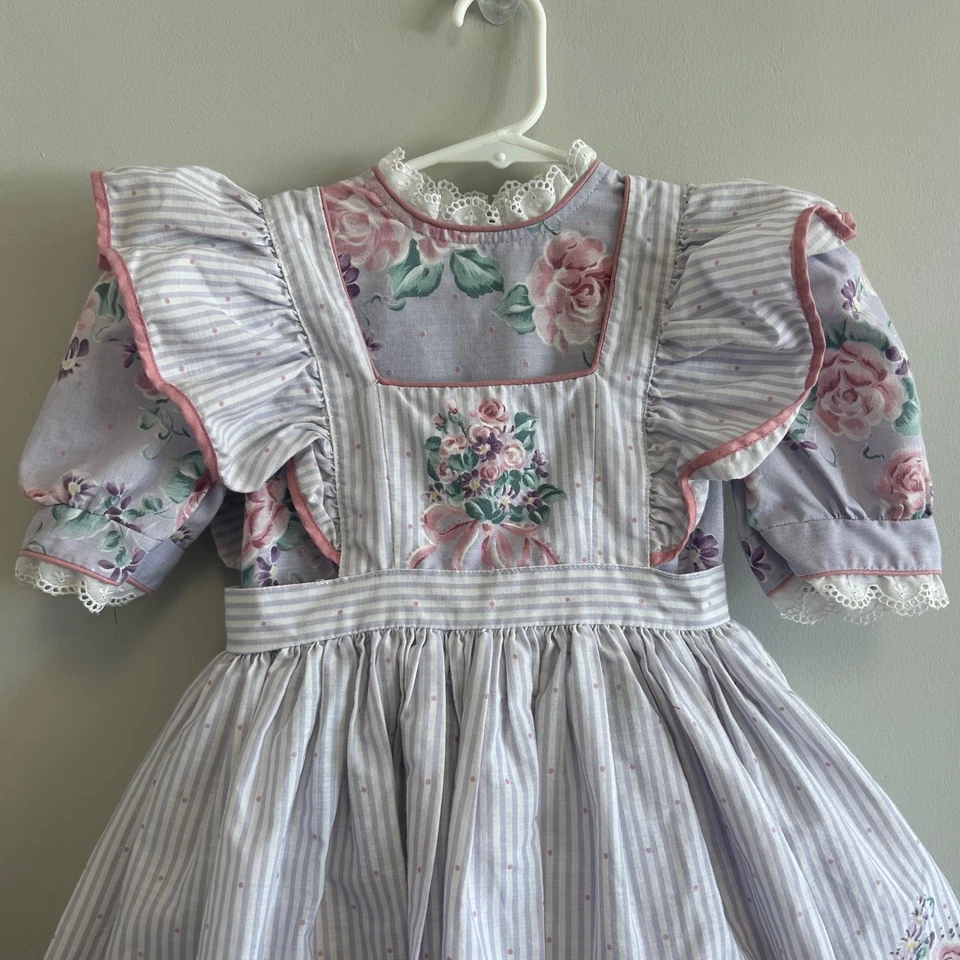 Винтажный Daisy королевство фиолетовый цветочный сарафан фартук платье размер 4 cottagecore - Изображение 2 из 4