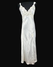 Victoria's Secret Bridal Satin Sequin Pearl Maxi Gown M Slip Dress Vintage 1990s