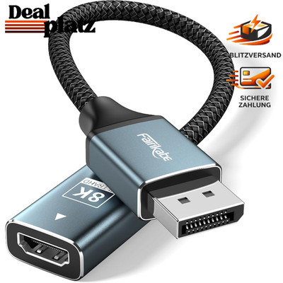 DisplayPort 1.4 auf HDMI 2.1 Adapter 8K 60Hz / 4K 120Hz
