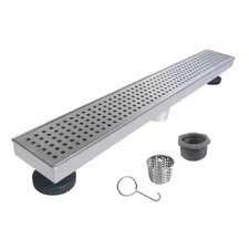 RELN 24 in. Stainless Linear Shower Drain Square Pattern Drain Cover (Read)