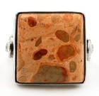 Natural Crinoid Fossil Jasper 925 Solid Sterling Silver Ring Sz 5.5 — photo 1