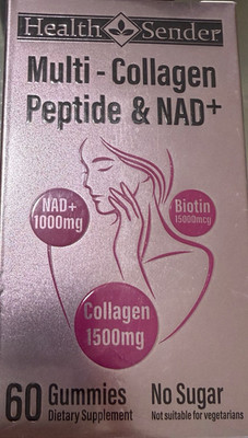 Health Sender Multi-Collagen NAD+ Biotin No Sugar Gummies 60ct GMP GMO HACCP