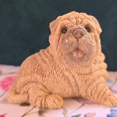 United Design Corp Shar Pei Figurine Small Tan Fair 1988 UDC