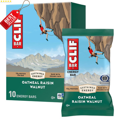Energy Protein Bars Oatmeal Raisin Walnut Organic Oats Non-GMO 10 Pack - US