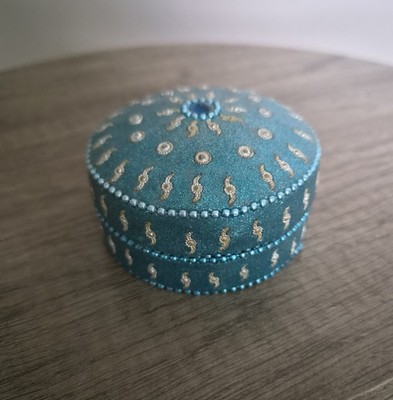 Coley & Gill Schmuckschatulle blau Perlenrand klein