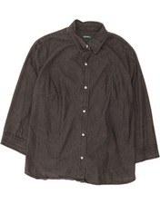 BENETTON Womens 3/4 Sleeve Denim Shirt UK 14 Large Grey DS23