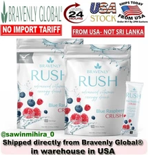 Bravenly RUSH, BLUE RASPBERRY CRUSH, Supercharged Vitamin Energy - 28 Servings🔥