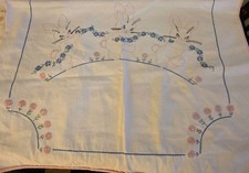 Vintage Embroidered Bunny Bunnies Baby Crib Coverlet Blanket Quilt  Pillow Sham