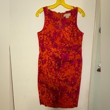 Michael Kors Persimmon Red Orange Sleeveless Floral Sheath Dress Size 8 Petite
