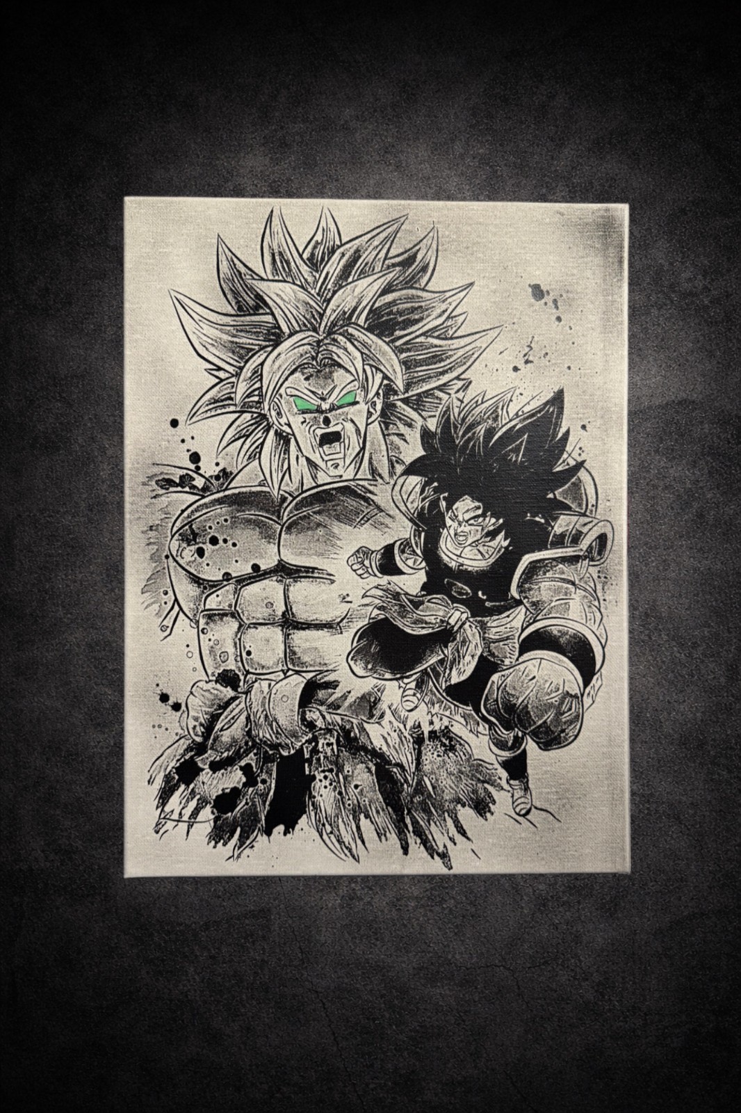Tableau manga Broly Dragon Ball Z manga noir et blanc 30x40