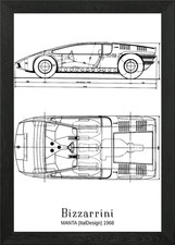 BNW Bizzarrini Manta Ital Framed Wall Art Poster Canvas Print Picture