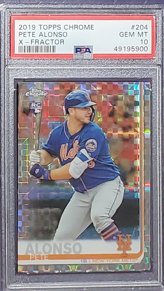 2019 TOPPS CHROME X-FRACTOR #204 PETE ALONSO ROOKIE RC PSA 10