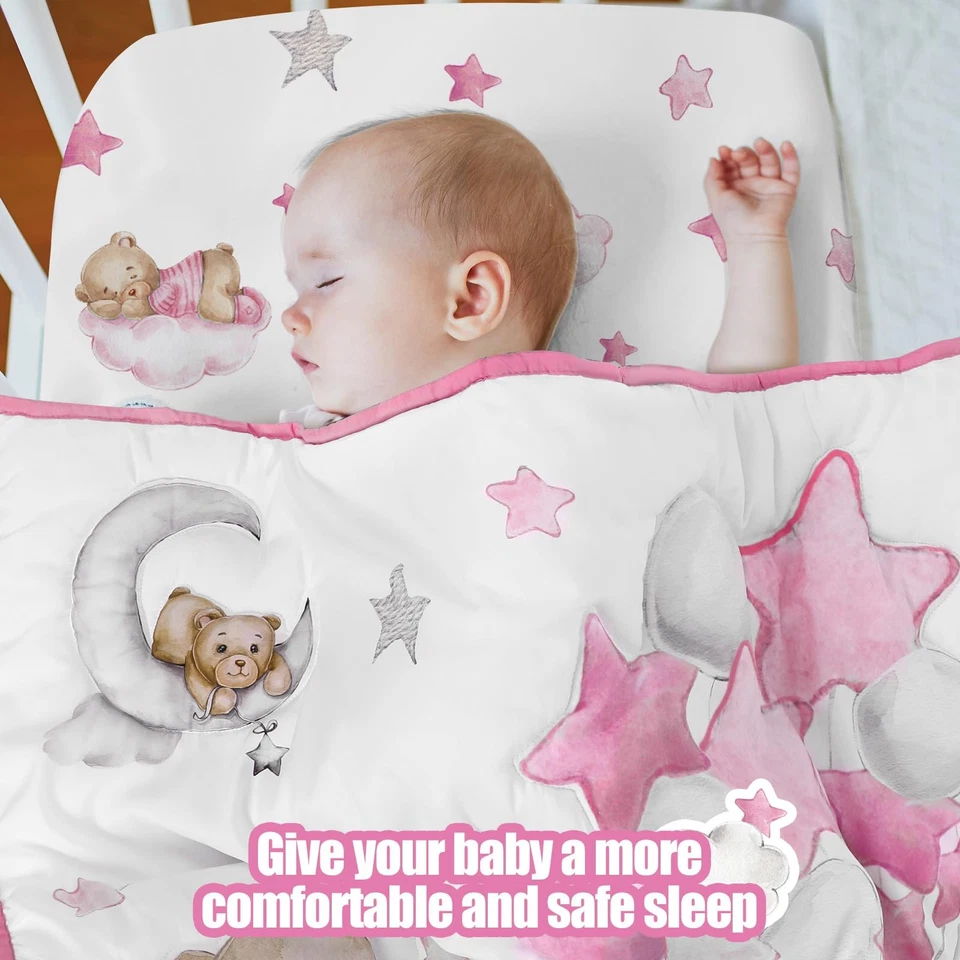 3 peças conjunto de roupa de cama tema urso balão nuvem berço para meninos berçário mini ser... - Imagem 4 de 4