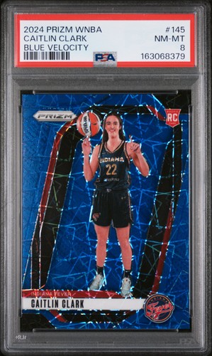 2024 Panini Prizm Wnba #145 Caitlin Clark Blue Velocity PSA 8