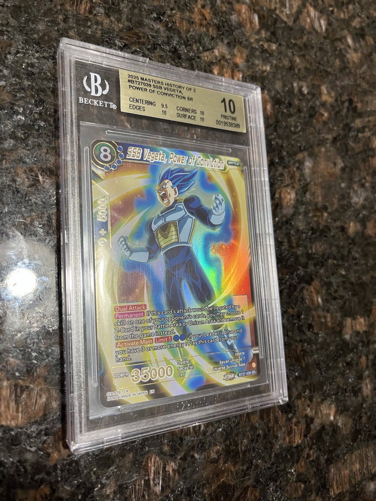 SSB Vegeta Power of Conviction BT27-039 SR Foil Dragon Ball Super Card | BGS 10 view 3