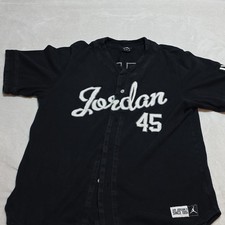 Jordan Air Jordan IX Button Front Baseball Jersey Mens XL Black Jumpman Graphic