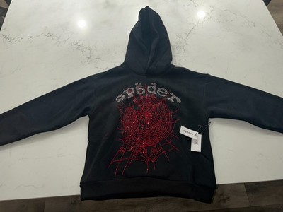 Sp5der Rhinestone OG Web V2 Hoodie Black, M Size