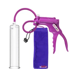 LeLuv JacVac Penis Pump, Round Flange Cylinders, Swivel Gauge Handles Grey/Pink