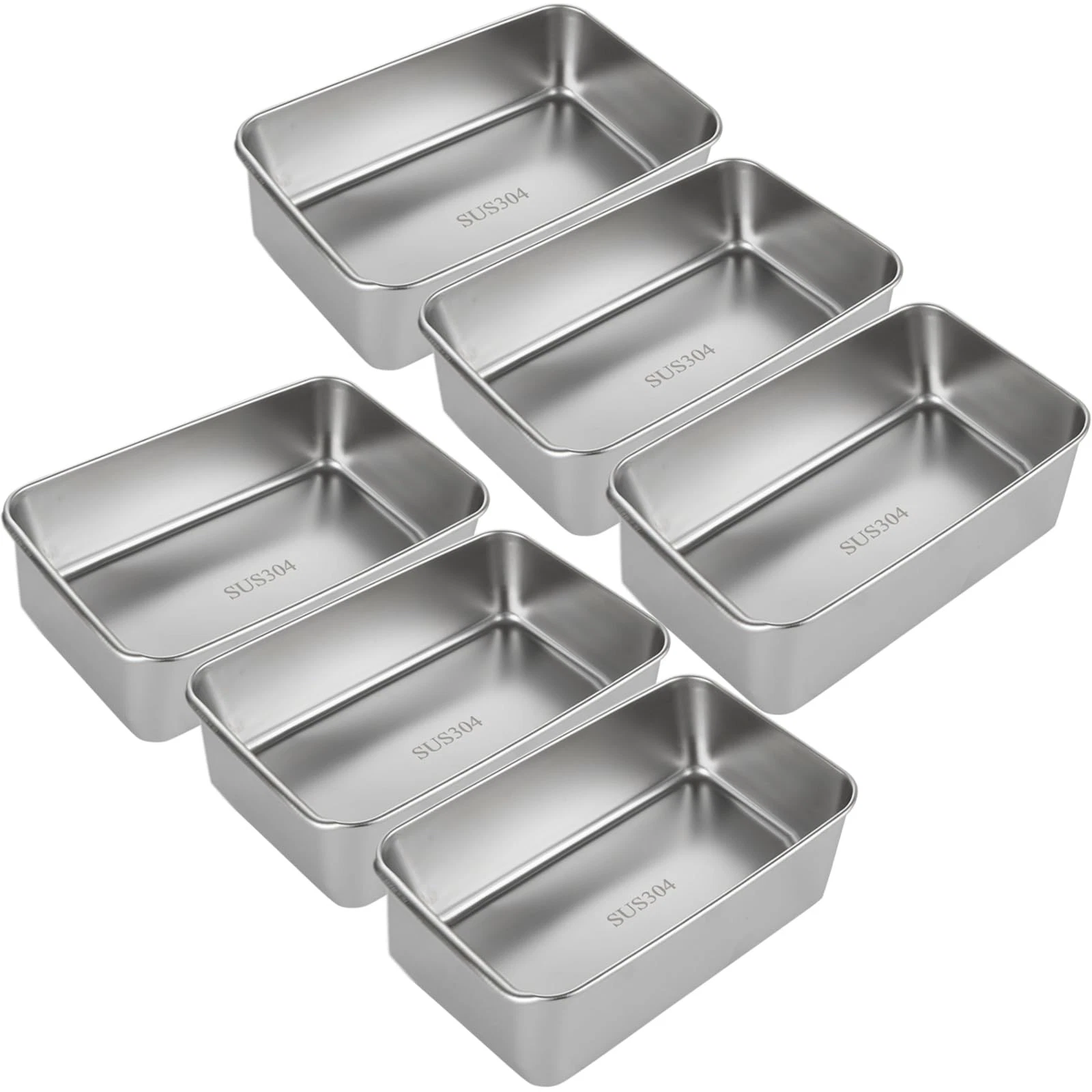 AKOLAFE 6PCS Stainless Steel Loaf Pan 8.5x5.5 Inch Banana Bread Pans for Home...