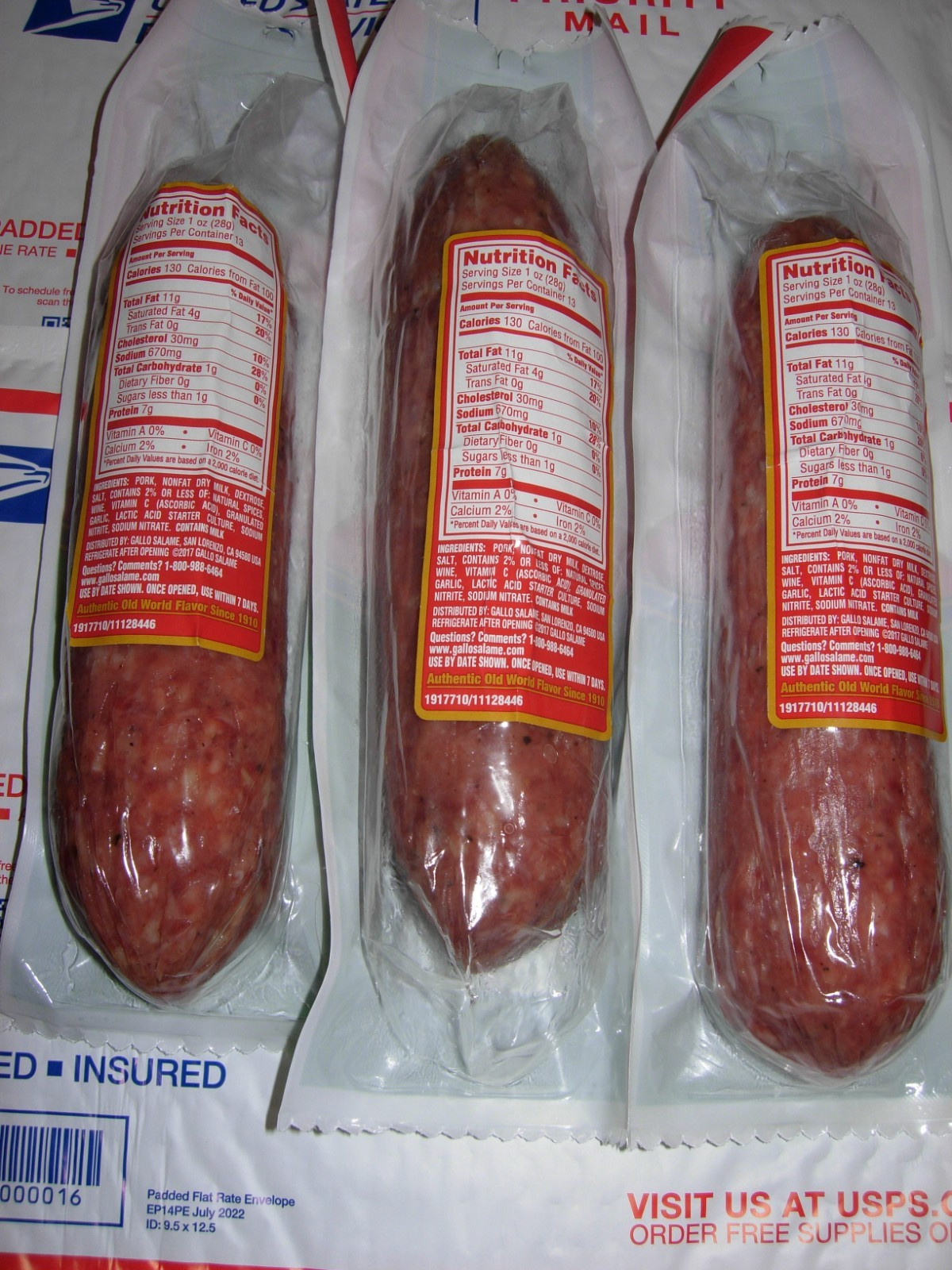 3- PACK GALLO ITALIAN SALAMI DRY SALAME "Family Size" 13 Oz Each Fast & Fresh