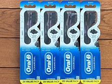 Oral B Charcoal Infused Bristles Soft Toothbrushes Black - 4 Packs Of 2 - New