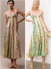 FARM RIO DELICATE FLORAL STRIPES MIDI DRESS SZ XL NWT
