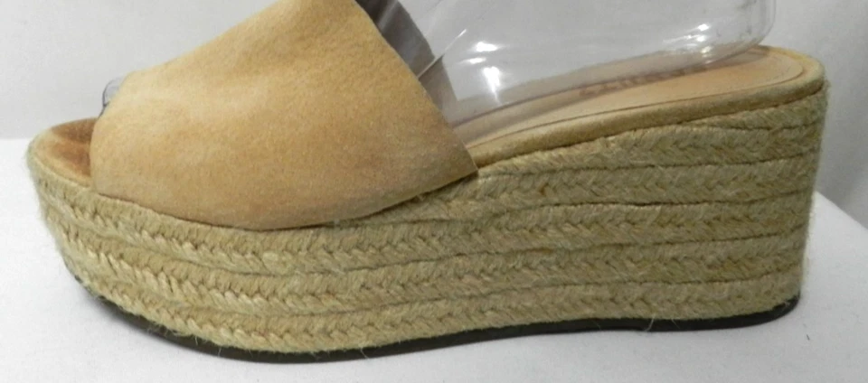 Schutz Gamuza Alpargata Cuña Plataforma Tacones Sandalias Taupe Verano Talla 7.5 Foto 2 de 4