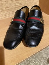 Gucci Black Leather Monk Strap Dress Shoes for Men with Logo Buckle